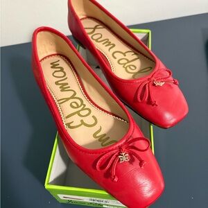 Sam Edelman Red Flats with Bow Detail